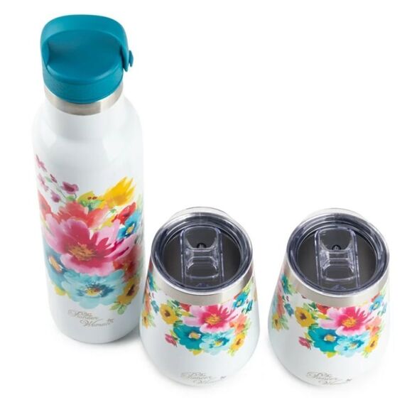 🦋 New Pioneer Woman Breezy Blossom Stainless Steel Tumbler & 2 Wine Tumblers - Picture 5 of 7